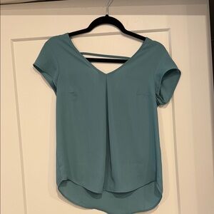 Pink Rose Teal Short Sleeve Blouse